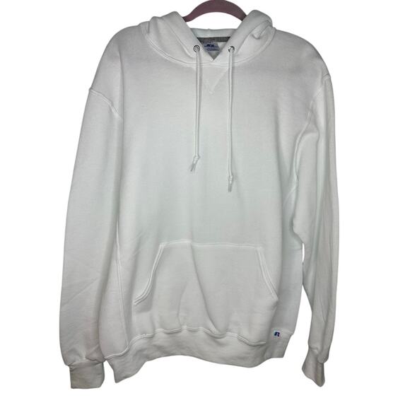 Russell Athletic Hooded Sweatshirt Hoodie Size Large White NWT Kangaroo NWT - Picture 1 of 6